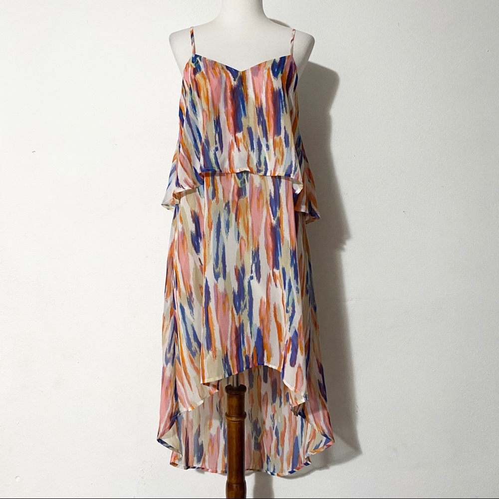 BAR III Colorful Print Flowy High Low Dress